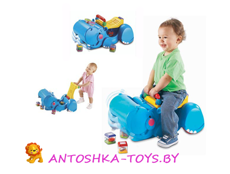 Ходилка-каталка Бегемотик с кубиками Fisher Price
